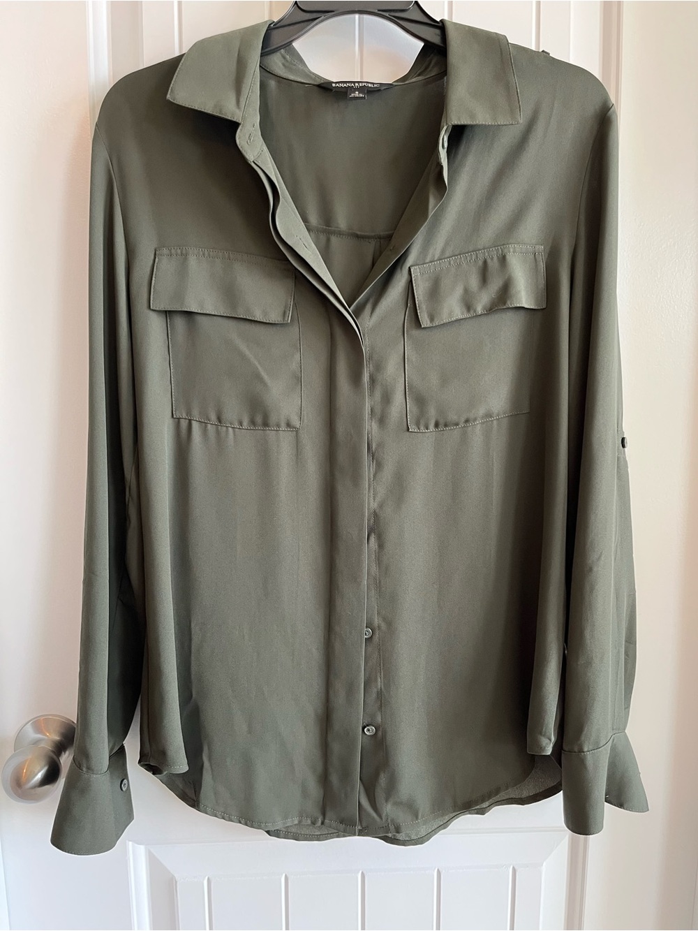 Banana Republic Olive Green Utility Blouse